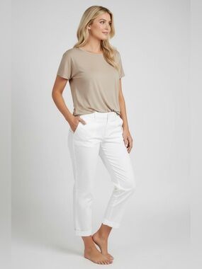 GAP | White Linen Cotton Crop Pants Relaxed Summer Capri Size 6